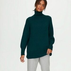 Aritzia Babaton 100% Alpaca Turtleneck Sweater in Hunter Forest Green